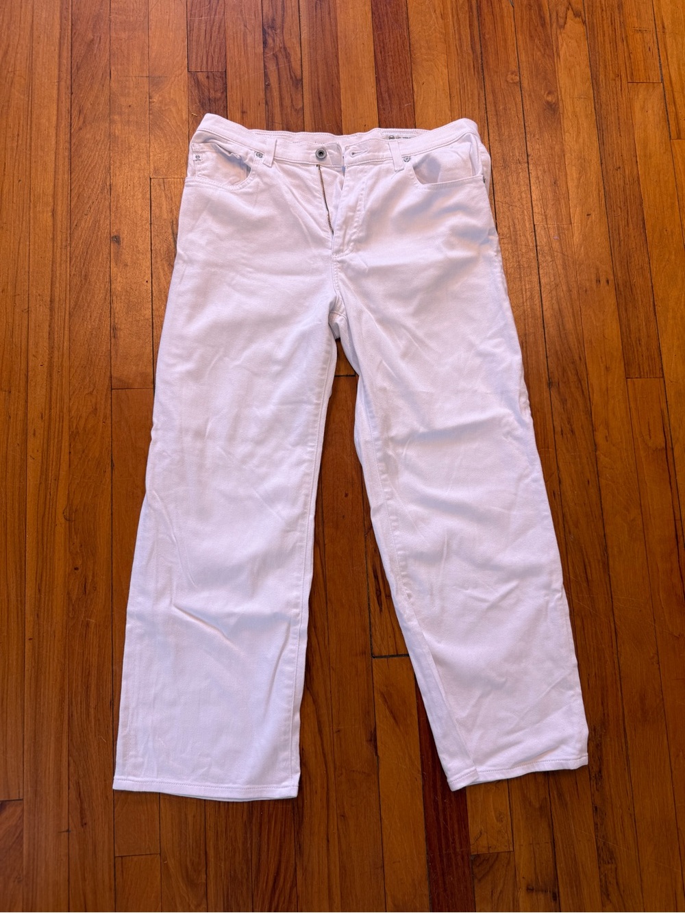 AG Adriano Goldschmied White Straight-Leg Jeans